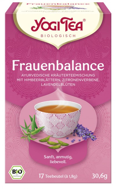 Yogi Tea Frauen Balance Tee mit fruchtigen Himbeerblättern und Lavendel Zitrone, Kardamom und Nelken ohne Gentechnik oder Genmodifizierung Ökalandbau streng kontrolliert