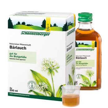 Naturreiner BIo Bärlauch Pflanzensaft mit wertvollen Flavonoiden und dem würzigen Aroma von Knoblauch von Schoenenberger 600ml