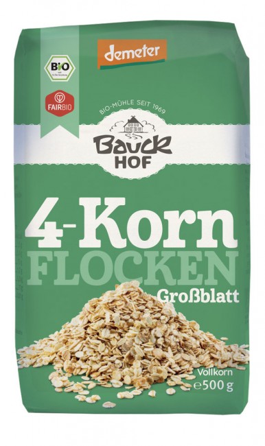 Bauckhof : 4-Korn-Flocken ohne Weizen, Demeter (500g)