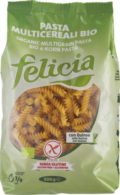 4-Korn Bio Nudeln glutenfrei - Fusilli von Felicia Bio (aus Reis, Mais, Buchweizen und Quinoa)