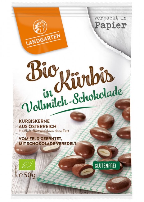 Landgarten  Bio Kürbis in Vollmilch-Schokolade (50g)