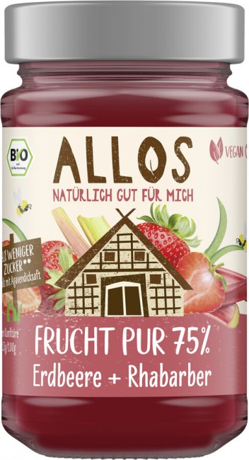 Allos : *Bio Frucht Pur 75% Erdbeere + Rhabarber (250g)