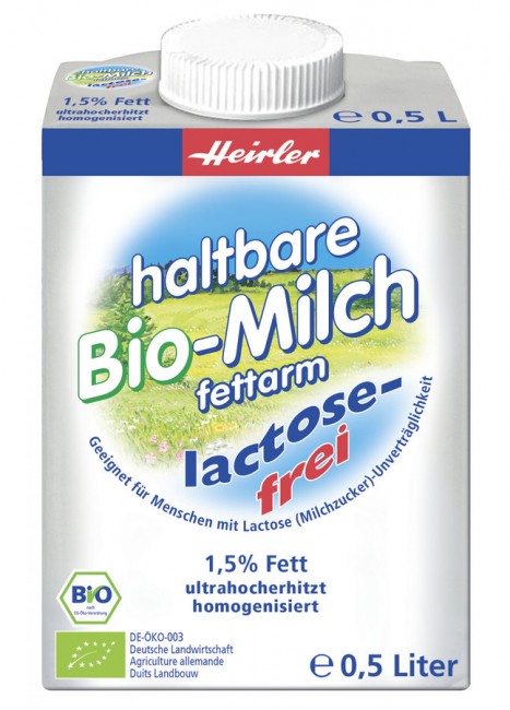 Heirler : H-Milch lactosefrei, 1,5% Fett, bio (500ml)