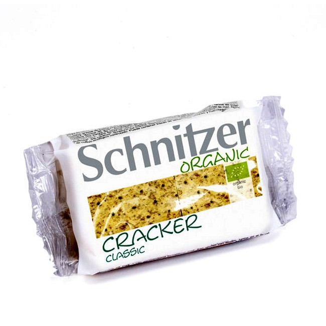 Der klassische Cracker von Schnitzer aus 88% herzhaftem Bio Dinkel-Vollkornschrot perfekt zum Dippen mit Allos Hofgemüse Sorten