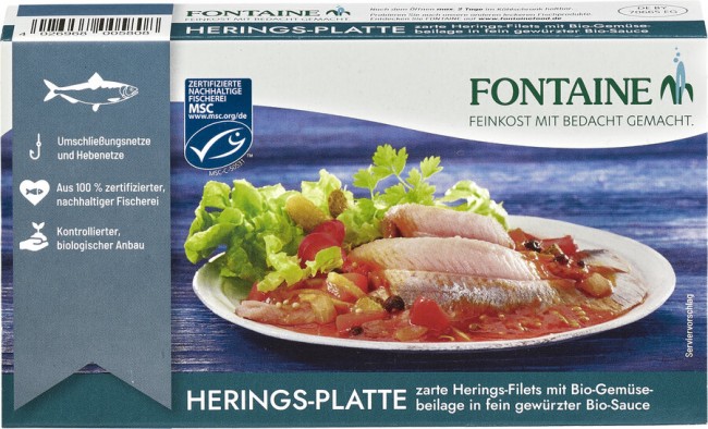 Fontaine : *Bio Herings-Platte in Bio-Creme mit Bio-Gemüseeinlage (200g)
