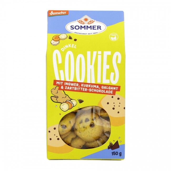 SOMMER : *Bio Demeter Dinkel Cookies mit Ingwer, Kurkuma, Galgant &amp; Zartbitter-Schokolade (150g)