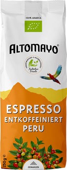 Altomayo Espresso ohne Koffein (250g) gemahlen und entkoffeiniert