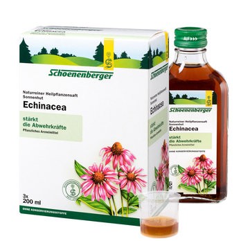 Bio Sonnenhut Echinacea Saft von Schoenenberger ist gut gegen Atemwegsinfektionen ohne Zusatz von Alkohol