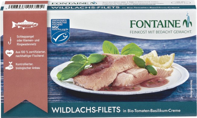 Fontaine : *Bio Wildlachs-Filet in Bio-Tomaten-Basilikum-Creme (200g)