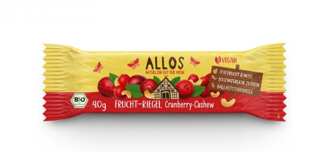 Allos : *Bio Frucht-Riegel Cranberry Cashew (40g)
