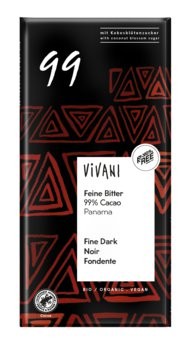 Vivani Feine Bitter Schokolade 99% - Vegan, koscher und nur mit Kokosblütenzucker gesüßt