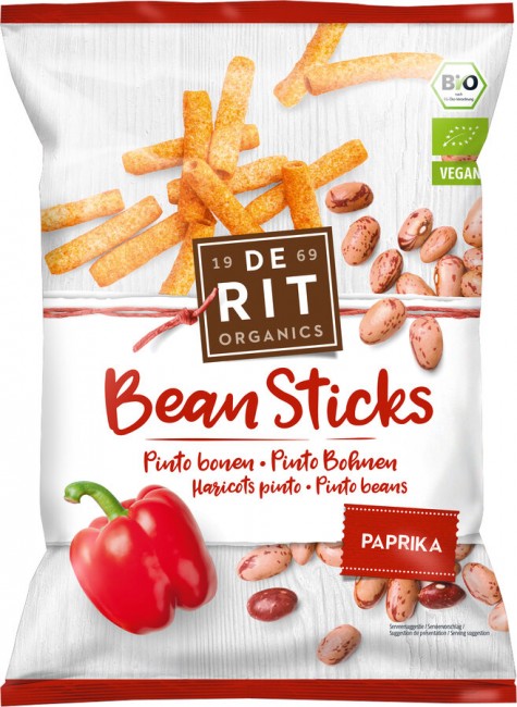 De Rit : Bean Sticks Paprika, Pinto Bohnen Chips, bio (75g)