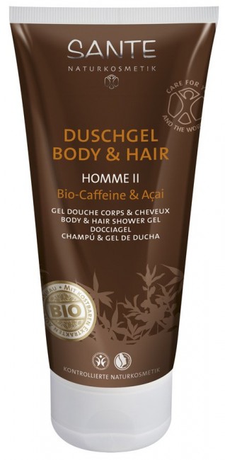 Sante : Homme II Duschgel Body & Hair 2in1 Bio-Caffeine & Acai, bio (200ml)
