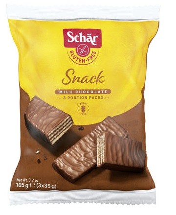 Dr.Schär Snack Glutenfreie Waffeln mit Haselnüssen umhüllt von Schokolade 105g