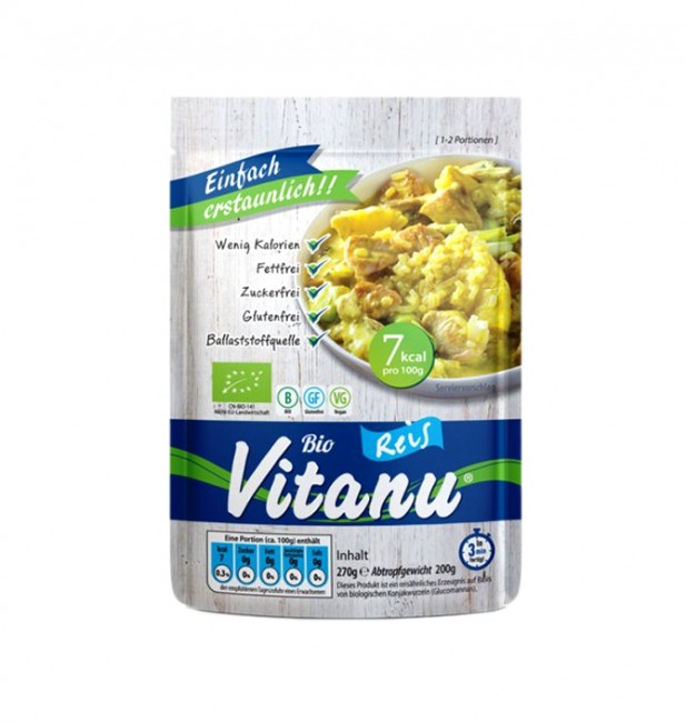 Bio Reis von Vitanu - aus Konjakwurzel - wenig Kohlenhydrate, kein Zucker, kein Fett, kein Gluten