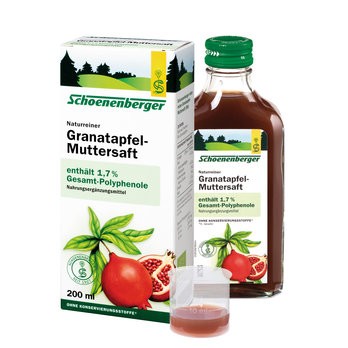 Schoenenberger Bio Granatapfel Muttersaft naturrein belassen aus Bio Anbau ohne Zusatzstoffe, hat viele Mineralstoffe, Vitamine und wertvolle Polyphenole