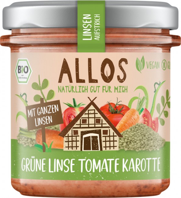 Allos : *Bio Linsen Aufstrich Grüne Linse Tomate Karotte (140g)