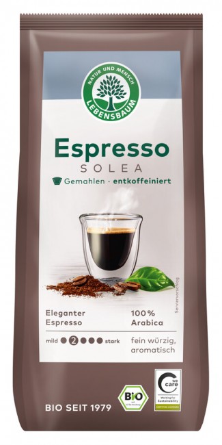 LEBENSBAUM : *Bio Espresso Solea®, entkoffeiniert, gemahlen (250g)