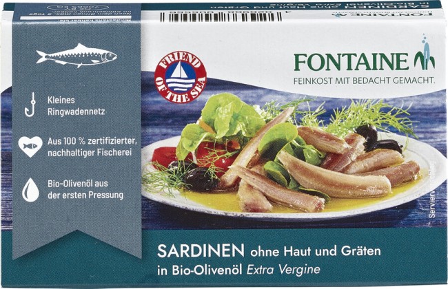 Fontaine : *Bio Sardinen ohne Haut und Gräten in Bio-Olivenöl (120g)