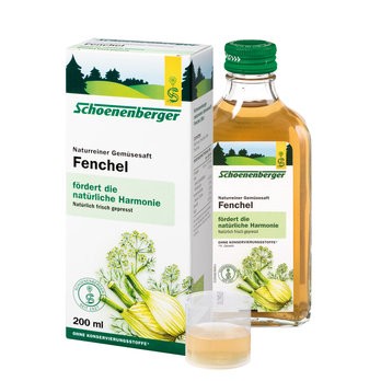 Bio Gemüsesaft Fenchel von Schoenenberger aus frischem Fenchel, natürlich, enthält ätherische Öle und die Vitamine A, B und C