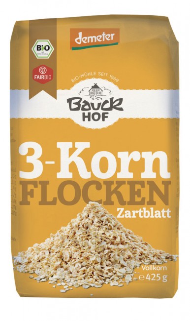 Bauckhof : 3-Korn-Flocken Zartblatt Demeter (425g)