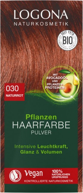 Logona : Pflanzen-Haarfarben-Pulver 030 Naturrot, bio (100g)**