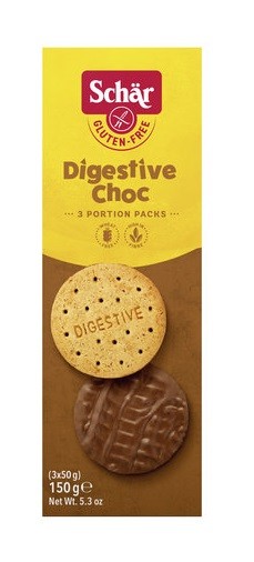 Dr.Schär Digestive Choc ballaststoffreicher glutenfreier Keks mit Milchschokolade 150g