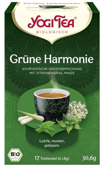 Erfrischt durch den Tag mit Grünem Tee und Kombucha im Bio Yogi Tea Grüne Harmonie Tee 17 Beutel