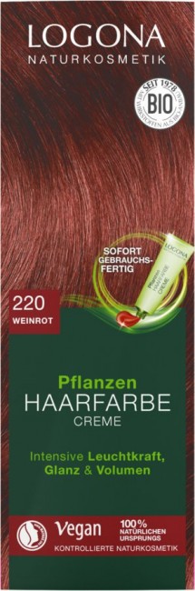 Logona : Planzen-Haarfarbe Creme 220 Weinrot, bio (150ml)**
