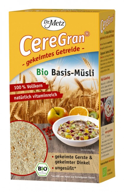 Dr. Metz : *Bio CereGran® - Basis-Müsli aus gekeimter Gerste und gekeimtem Dinkel (500g)