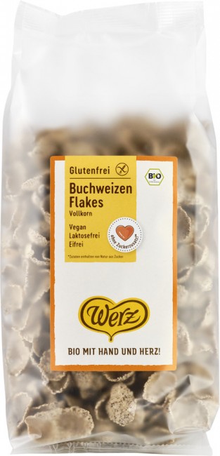 Glutenfrei genießen mit den Vollkorn-Buchweizenflakes von Werz 250g-Tüte
