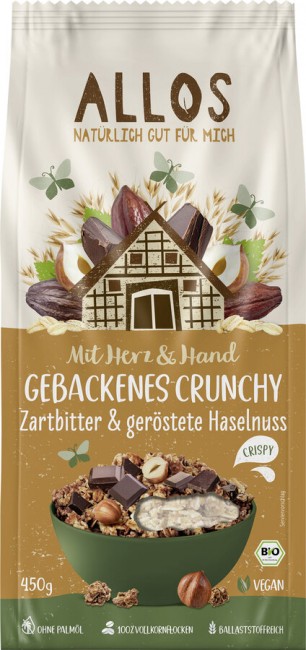 Allos : *Bio Mit Herz &amp; Hand Gebackenes Crunchy Zartbitter &amp; geröstete Haselnuss (450g)