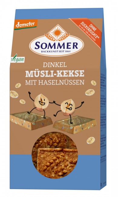 SOMMER : *Bio Demeter Dinkel Müsli-Kekse mit Haselnüssen,vegan (150g)