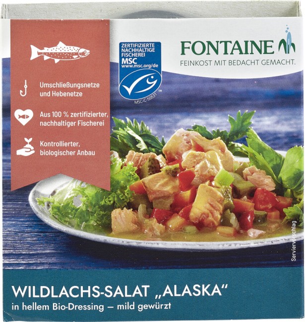 Fontaine : *Bio Wildlachs-Salat Alaska in hellem Bio-Dressing - mild gewürzt (200g)