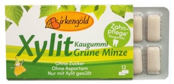 Birkengold Xylit Kaugummi Grüne Minze 12 Stk.