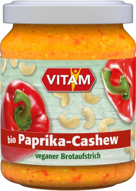 Vitam Paprika Nuss Brot Aufstrich Vegan Öko lecker 125g Glas