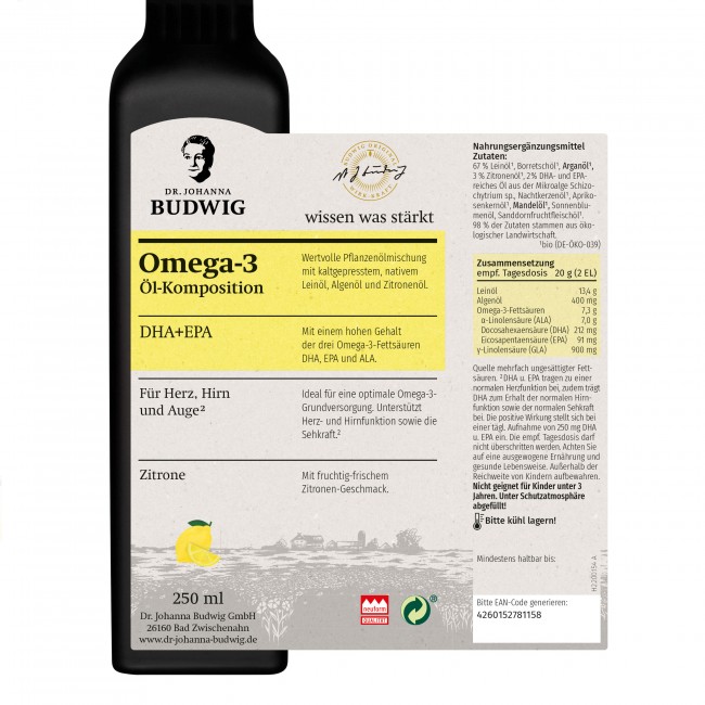 Dr. Budwig Omega 3 DHA + EPA Zitrone 250ml