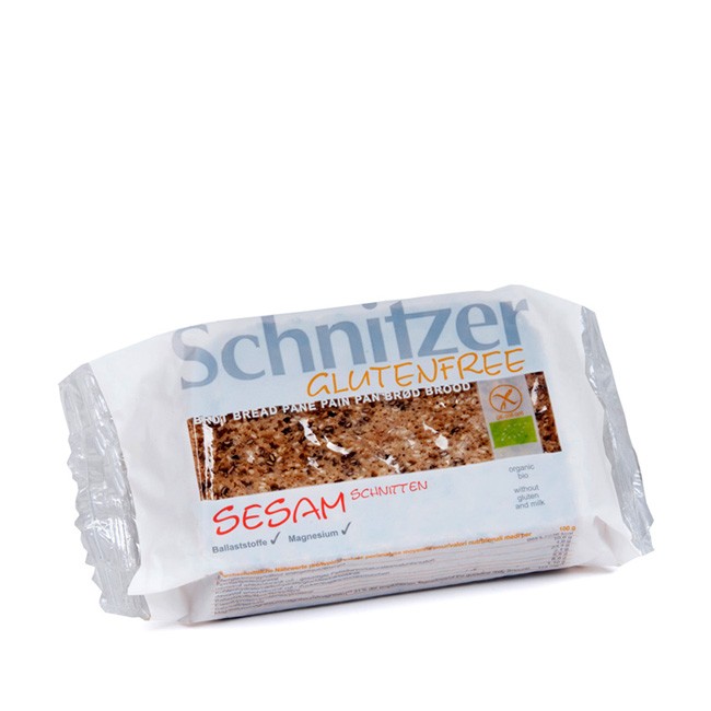 glutenfreies Sesam Brot von Schnitzer bio 250g mit Buchweizensauerteig und ungeschältem Sesam 