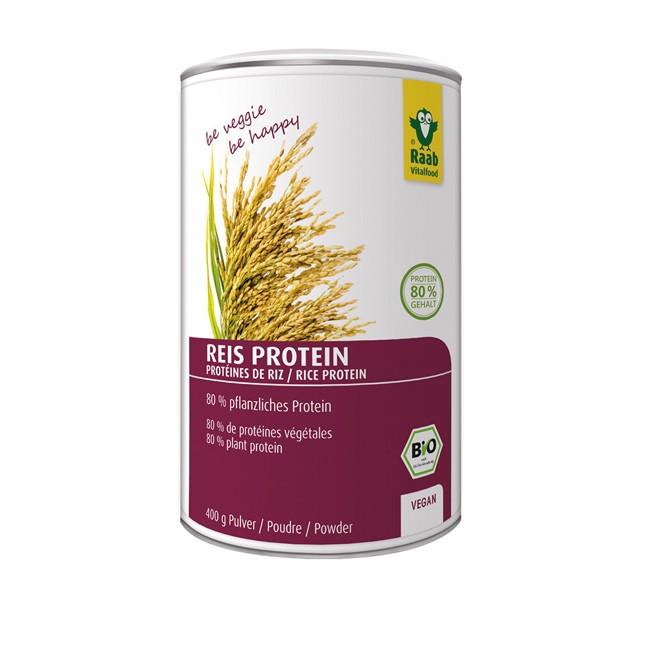 Veganes Eiweiß von Raab ist das Bio Reis Proteinpulver in der 400g Dose