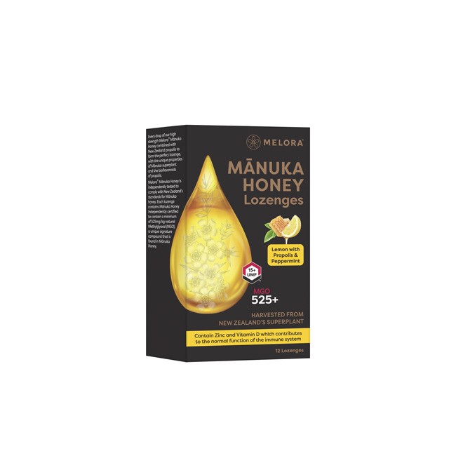 Melora® : Manuka-Honig Lutschbonbons Propolis und Pfefferminz (48g)
