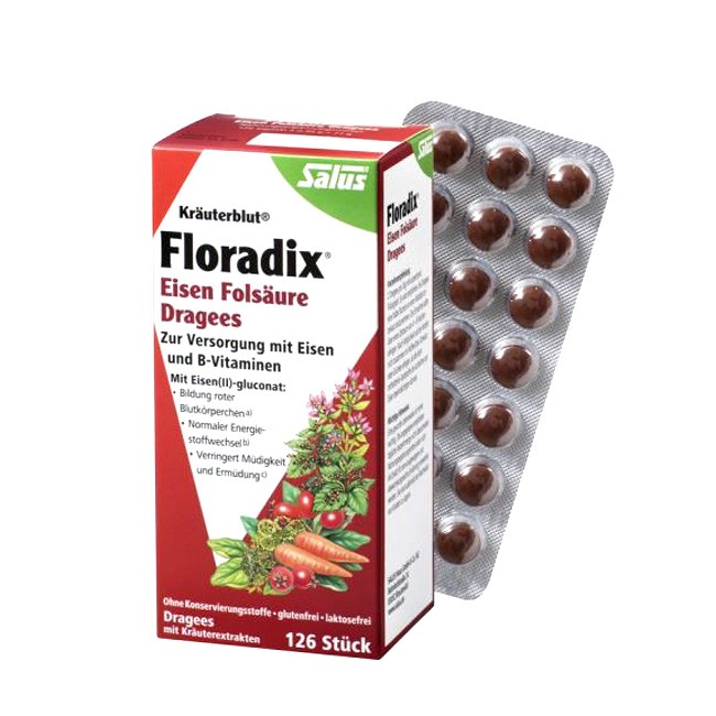 Floradix Eisen & Folsäure Dragees (126 Stück) SALUS Kräuerblut