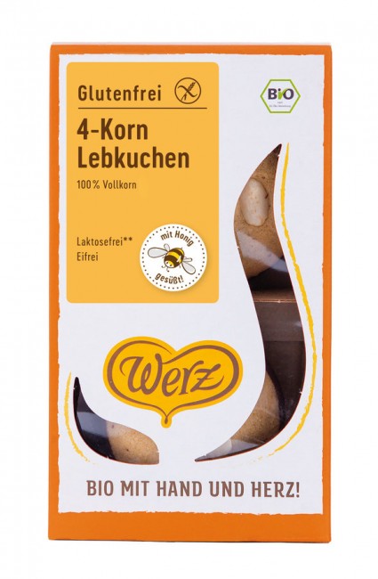 Werz : Glutenfreie 4-Korn-Honig-Mandel-Lebkuchen, bio (100g)