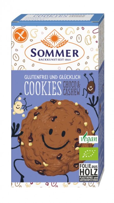 Sommer : Glutenfreie Cookies Choco &amp; Cashew, bio (125g)
